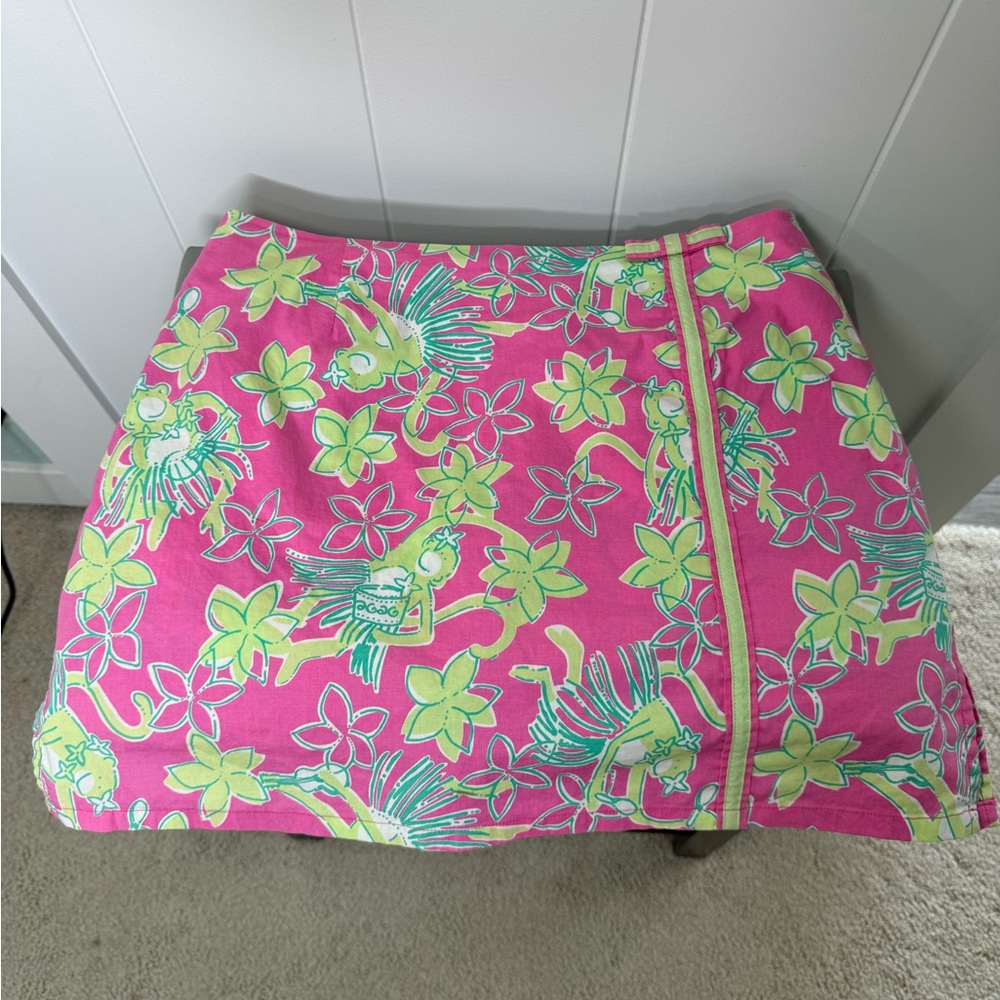 Lilly Pulitzer Pink Green Floral Skort Size 6 Built-In Shorts Preppy Resort